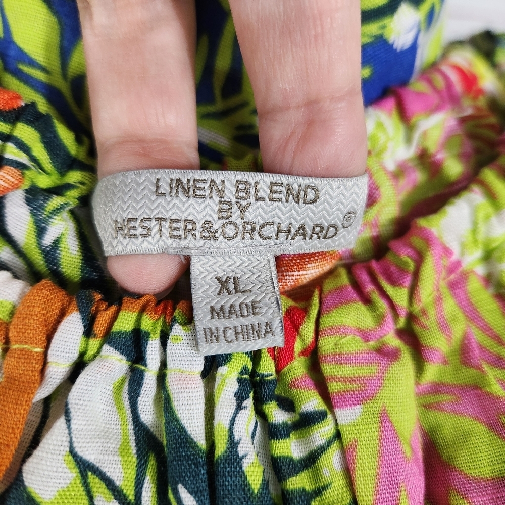 Hester & Orchard Tropical Print Linen Blend Top Size XL - Picture 5 of 7